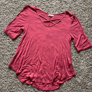 Short Sleeve Strappy Neck Top